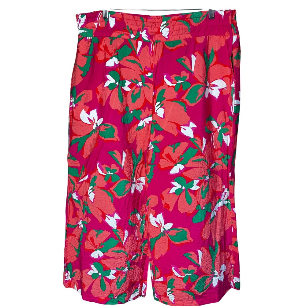 Counterparts Pants‎ Womens XL Pink Floral Wide Leg Tropical Rayon Relaxed Flowy
